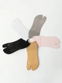 3pairs/Set Two-Toe Socks In Black, White And Gray Colors For Women - Multicolor - View 1