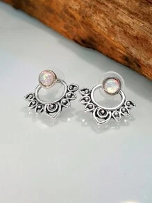 Simple Earring Jackets - Antique Silver - View 2