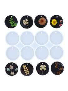 1 Pc Round Pendants Resin Mold Diy Crystal Epoxy Earring Charms Silicone Mold For Jewelry Making Keychain Tag Casting