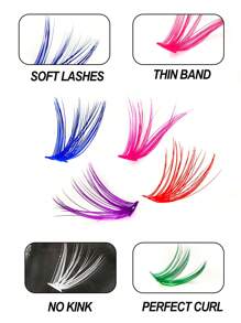 Asiteo 彩色睫毛簇 140 片 7 色混合睫毛延长簇段自然纤细单根睫毛，DIY 居家睫毛簇、睫毛簇、单根睫毛、睫毛、假睫毛 - C - 查看 4