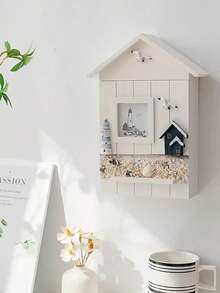 Creative Mediterranean Style Key Holder With Seagull, Lighthouse Design For Wall Decoration And Key Storage - White - View 3