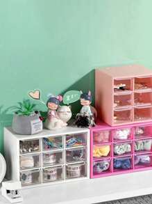 1 Peça Organizador de Joias com Nove Divisórias, Caixa de Armazenamento de Mesa Mini, Caixa de Armazenamento de Anéis e Brincos com Gavetas Multicamadas, Caixa de Armazenamento de Materiais de Escritório Pequenos, Dia dos Namorados Volta às Aulas