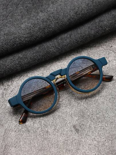 1pc Men's Pc Metal Decorated Round Fashion Glasses, Personalized Punk Round Shape, Clear Lenses, Suitable For Both Men And Women, A Couple's Fashion Glasses, Suitable For Party, Beach And Dancing, Ot3834/Green Frame Vintage Shades Accessories Beach Accessories Glasses Shades Looks Street Style And Suit For Sweater Jacket Sweatshirt Hoodie Leather Pants And Cargo Pants For Summer Beach Vacation, Outdoor, Travel