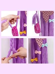 1 Pieza Porta Clips Con Diseño De Sirena Animada, Creativa Repisa De Almacenamiento Montada En Pared Con Borlas Moradas, Decoración De Almacenamiento Para Habitación De Bebé O Sala De Estar - Morado - Ver 4