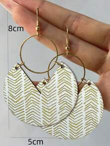 1 Đôi bông tai gỗ tròn hình sóng thời trang, thích hợp cho phụ nữ đi biển hoặc đi nghỉ mát. - tròn - Xem 11