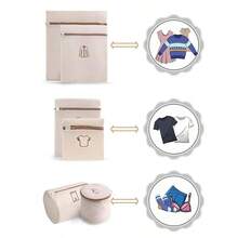 Lưới Polyester Túi Giặt Di Động Lưới Thêu Quần Áo Bẩn Đồ Lót Áo Ngực Quần Áo Túi Giặt Cho Máy Giặt - Màu be - Xem 11