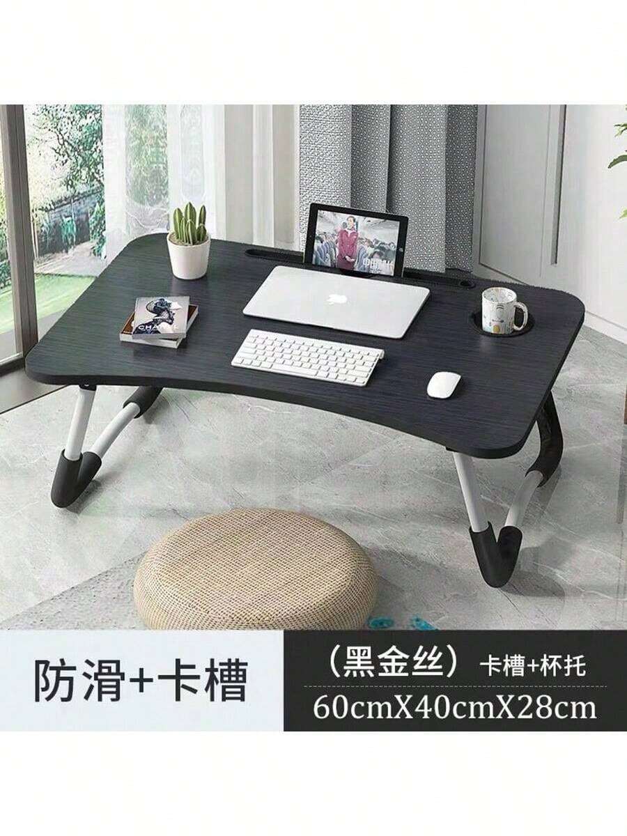 Mesa Plegable para Laptop de Madera, portátil, Soporte para Laptop, Mesa de Cama para Laptop, Resiste Gran Peso y Amplio Espacio para Desayuno y Trabajo - Negro - Ver 1