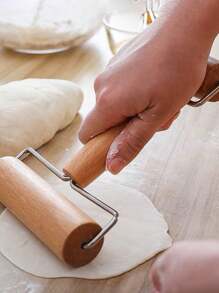 1入組不粘木製擀麵杖素色堅固耐用家用麵團擀麵杖廚房烘焙烹飪易於清理