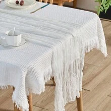 Balinese Gauze Crinkle Table Runner, European Style Linen Tablecloth Bohemian Style Table Runner For Wedding, Birthday, Party Decoration 180cm/70.87 Inch 300cm/118.11 Inch (1pc)