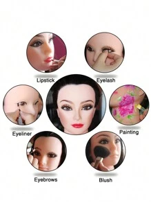 棕色头发化妆模特头，带后梳头发 26 英寸造型头美容模特头练习编织美容娃娃头头发（1 个模特头）用于美容用品