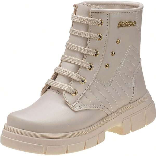 Bota Coturno Menina Tratorada Blogueira Confortável Stilo Rosê-2550