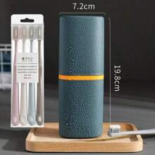 1 件便携式旅行牙刷盒带漱口杯 - 方便的刷牙杯和洗牙牙缸，适用于浴室必需品和旅行家居浴室装饰秋季装饰返校