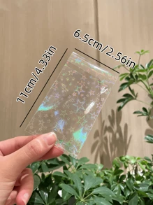 50/100pcs Transparent Holographic Iridescent Jewelry Bags, Jewelry Protection Bags Heart Gradient Transparent OPP Bags, Shiny Card Film, Colorful Photochromic Photo Card Protector - Multicolor - View 3