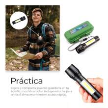 4pcs Lampara Tactica Recargable Led 2000lm Con Linterna Lateral Zoom De Bolsillo