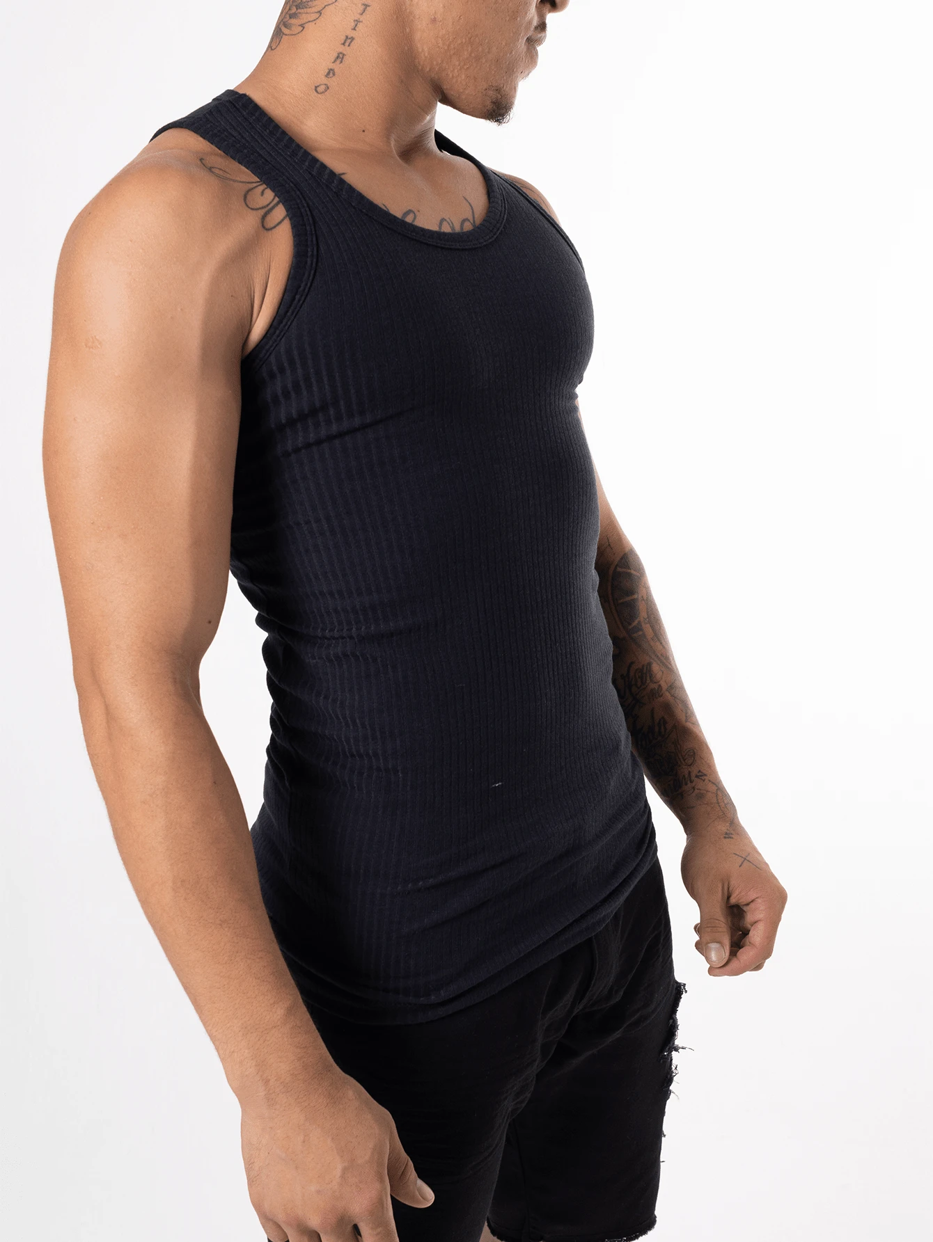 Men Tank Tops - 黑色 - 查看 1