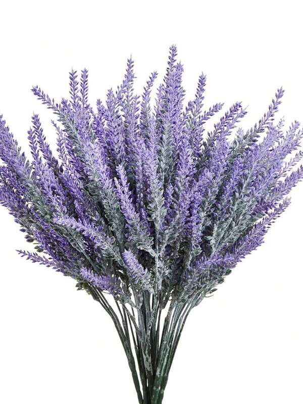 2/10 ciorchine de flori artificiale de lavandă, plante false din plastic rezistente la UV, decor pentru terasă acasă, cutii de grădină, decorarea camerei, centru de masă pentru sufragerie, ziua Îndrăgostiților, cadou