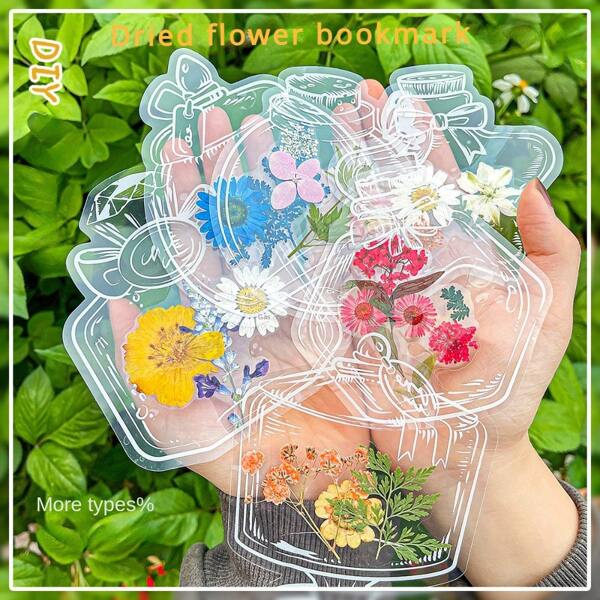 1 Pack/20 Sheets Creative Dried Flower Bookmark DIY Material, Transparent Leaf Specimen Laminating Film, Students Homemade Plant Specimen Album Accessories