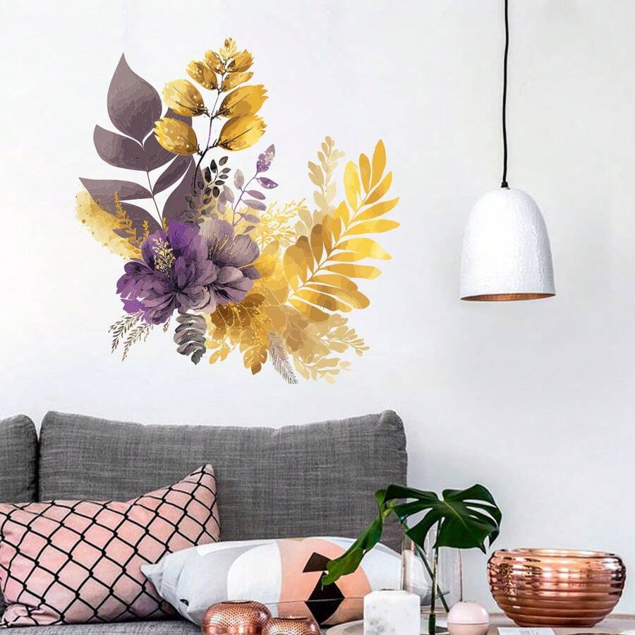 1 Miếng Vàng Hoa Nhà  Trang trí tường Dập nổi Phong cách Trung Quốc Decal dán tường Bóc & Dán Nhà  Nghệ thuật Hình dán PVC Có thể tháo rời Sofa Bối cảnh Đồ trang trí - Nhiều màu - Xem 1