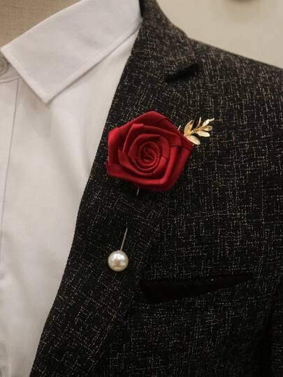 1pc Men's Brooch, Burgundy, Champagne, Grey, Navy Blue, Purple Rose Flower Brooch, Business/Party Suit Accessory Valentine's Day Valentines Pin For Clothes Bag Charm School Kpop Backpack Teacher Supplies Bag Charms Cute Office Accessories Shirts Jacket Jewelry Halloween Autumn-Winter Accessories,Suitable For Teens, Youth,Men,Casual, Outdoor, Athletic, Vacation, Graduation Gifts, Birthday, Daily Wear Clothes Pin Funny Teacher Gifts Christmas