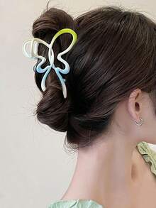 1個女士漸變色Y2K風格可愛蝴蝶中空髮夾，可用於後部造型和時尚配件，適合禮品街頭風格 - 粉色 - 查看 1