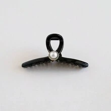 1 Kẹp Tóc Acrylic Thiết Kế Chữ Thập Màu Đen Cho Nữ Với Ngọc Trai Giả Lớn Để Tạo Kiểu Tóc Đơn Giản & Thời Trang, Thích Hợp Cho Buổi Hẹn Hò, Trang Phục Hàng Ngày Và Đi Chơi Thanh Lịch - màu đen - Xem 5