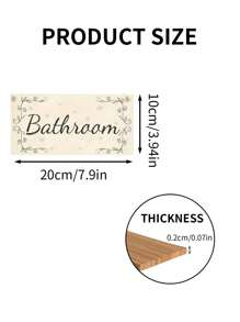 1pc Wooden Bathroom Home Decor Door Sign Plaque,Home Decor ,Room Decor,Wall Decor Gifts Birthday Graduation - Wood Color - View 3