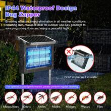 Solar Bug Zapper Outdoor, Wireless Portable Camping Mosquito Zapper With Panel Sensor, Fly Traps With 10FT Extension Cord, Fly Zapper, Mosquito Killer, Electric Trap Ideal For Home, Patio, Backyard - 黑色 - 查看 2