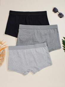 男士 3 件套時尚舒適透氣平角內褲附字母印花皮帶 - 彩色 - 查看 2