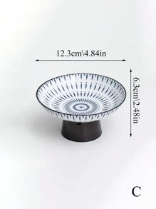1 pièce Assiette à fruits vintage en céramique, assiette à gâteau et dessert bleu et blanc sur pieds hauts pour le salon, plat à collation en tant que cadeau de Noël souvenir