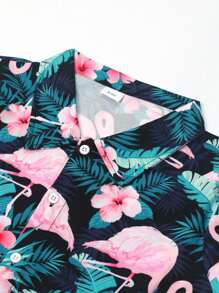 Tween Boy Summer Loose Short Sleeve Casual Hawaiian Beach Shirt And Shorts Set