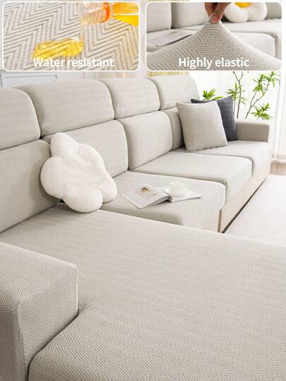 1 Pieza Cubierta De Sofá Universal Impermeable Jacquard Elástico Para Cuatros Temporadas, Estilo Moderno, Cubierta De Sofá Antideslizante, Adecuado Para Sofás En Forma De L Y Uno A Cuatro Asientos, Protector De Sofá Para Sala De Estar