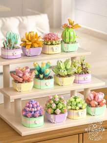 1 Bloco de Montar Flor, Blocos de Montar Série de Flores Coloridas DIY, Buquê Decorativo, Presente de Aniversário, Mini Bloco de Montar, Decoração de Mesa - Multicolorido - Visão 2