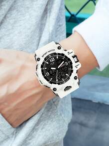 OLEVS. OFNS G Style Dual Display Men's Watch Waterproof Sports Watch Military Men's Alarm Clock Stopwatch Quartz Watch Men's Digital Clock - White - View 6