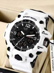 OLEVS. OFNS G Style Dual Display Men's Watch Waterproof Sports Watch Military Men's Alarm Clock Stopwatch Quartz Watch Men's Digital Clock - White - View 1