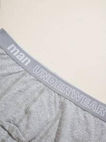 男士 3 件套時尚舒適透氣平角內褲附字母印花皮帶 - 彩色 - 查看 3