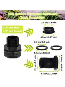 4 Pieces PVC Black Rain Barrel Tank Adapter 3/4 Inch Male 1/2 Inch Female Double Threaded Bulkhead Water Tank Connector For Water Tanks, Aquariums, Spigot - Black - View 3