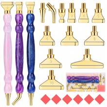 12 件金色/银色/彩色玫瑰金钻石钻头 + 1/3 件闪亮葫芦笔形塑料笔 + 6 件红胶 + 1 件塑料盒钻石画工具套件，螺纹 - 12pcs金色鑽頭 - 查看 13