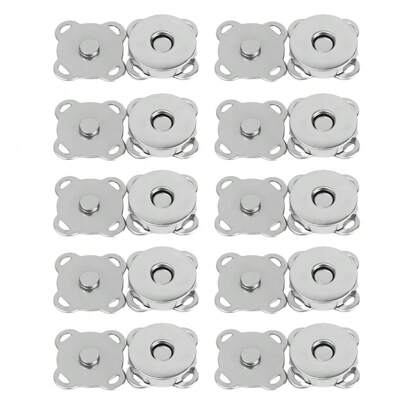 Kit 10 Botões Magnéticos 14mm Fecho Imantado Prata Para Costurar Bolsa Casaco imã Magnetizado