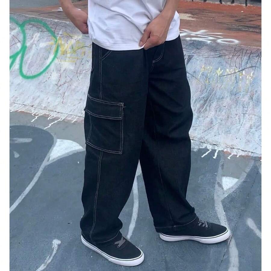 Men Jeans - Black and White - View 1