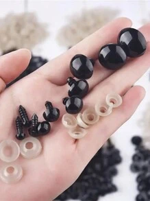 50件/套DIY娃娃眼球黑眼圈塑料玩具工艺品用品缝纫制作工艺品材料DIY服装缝纫面料 - 黑色 - 查看 6