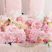 10 件丝绸绒球花茎，人造花，适用于 DIY 家居婚礼装饰、情人节、礼物 - 粉色 - 查看 7