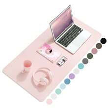 Non-Slip Desk Pad,Mouse Pad,Waterproof PVC Leather Desk Table Protector,Ultra Thin Large Desk Blotter, Easy Clean Laptop Desk Writing Mat For Office Work/Home/Decor(Pink, 31.5" X 15.7")