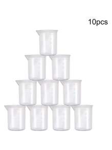 Finego 10 Pcs 3.4 Oz Transparent Lab Measuring Cup, 100ml Plastic Beaker Cups, For Science Experiment, Liquid Measuring - White - View 7
