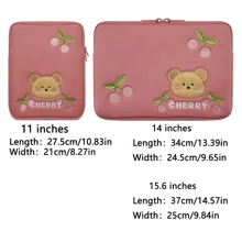 笔记本电脑包，笔记本电脑保护套，兼容 iPad 保护套，商务、旅行、学校、大学，11/14/15.6 英寸，带口袋，带拉链，便携，可爱，卡通，熊秋季大学必备女士笔记本电脑包 书包笔记本电脑保护套返校笔记本电脑保护套防水男士笔记本电脑包 - 粉色 - 查看 2