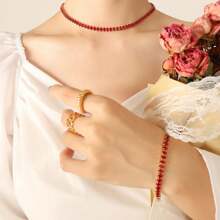 1 件矩形锆石网球手链女士几何水晶手链派对珠宝时尚闪亮手链堆叠精致水钻弹性手链 - 鏈條項鍊 - 查看 9