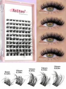 Asiteo 80 Pcs DIY Clusters Lashes With 2 In 1 Glue Kit Natural Look Extension Segmented Fluffy Wispy Lashes For Vacation - Multicolor - View 2