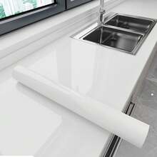 1卷自黏壁紙,米色接觸紙,超厚可拆卸防水啞光牆貼和傢俱架子布 - 白色 - 查看 2