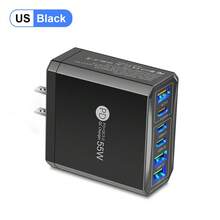 总共 55W 3USB 和 3Type C QC3.0 + PD25W 超级快速充电 Cobile 手机充电器，多端口同时充电，手机、平板电脑、电脑和其他适配器兼容 Apple、三星、华为、小米 - 黑色 - 查看 5