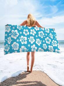 1块白色大理石热带夏威夷花卉图案印花柔和海滩毛巾,适用于游泳,露营和度假,非常适合瑜伽,潜水和旅行,防沙抗水,快干,柔软且吸水性强,适用于运动,瑜伽,徒步旅行,洗浴,泳池 - 彩色 - 查看 2