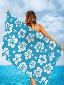 1块白色大理石热带夏威夷花卉图案印花柔和海滩毛巾,适用于游泳,露营和度假,非常适合瑜伽,潜水和旅行,防沙抗水,快干,柔软且吸水性强,适用于运动,瑜伽,徒步旅行,洗浴,泳池 - 彩色 - 查看 6